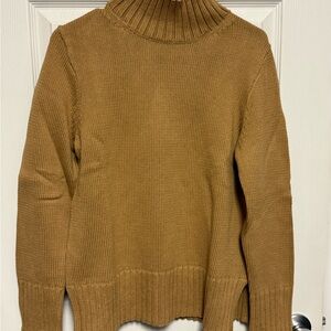 J. Crew Tan Cowl Neck Sweater with Ribbed Detailing